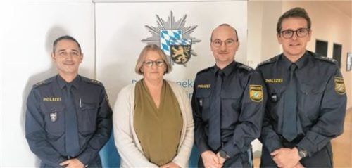 Ein herzliches Willkommen: (von links) Polizeidirektor Volker Klarner, PHKin Petra Laukner, PHK Michael Fritz un EPHK Robert Maurer. Foto Polizei