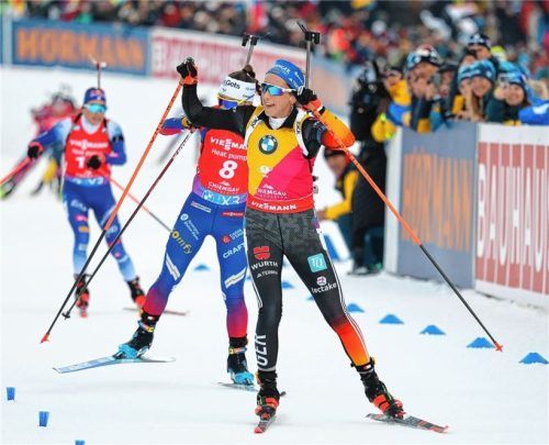 Franziska Preuß nutzte den Heimvorteil und lieferte in Ruhpolding hervorragende Leistungen ab.Foto Hans Weitz