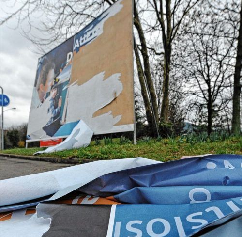Gezielt wurden in Rosenheim Wahlplakate der AfD zerstört (Symbolbild). Foto DPA