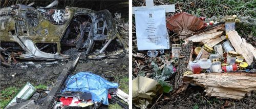 In Westerndorf am Wasen hat sich Mitte Dezember ein tödlicher Unfall ereignet. Jetzt erinnern ein Kreuz und zahlreiche Kerzen an den Verstorbenen. Foto Josef Reisner/Peter Schlecker