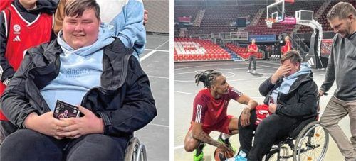Das Treffen mit Basketballstar Kevon Yebo (links) war für Jayden eine Begegnung voller Emotionen. Foto re