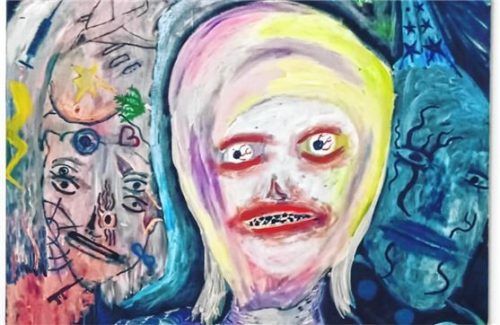 Pio Ziltz: „SchereSteinPapier“, Acryl auf Leinwand. re