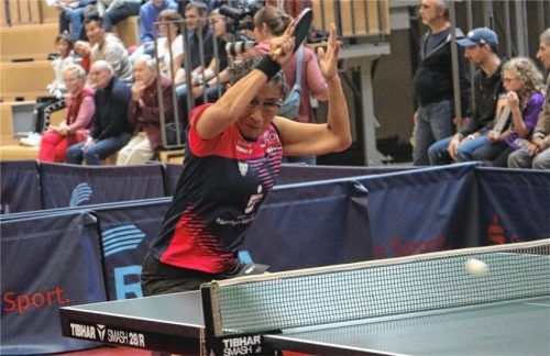 Qianhong Gotsch war zwar im Doppel erfolgreich, musste sich aber im Einzel zweimal knapp geschlagen geben.Foto Gerhard Erlich