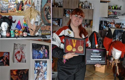 Samantha Preuß aus Bruckmühl ist stolz auf ihre Sammlung und die angepassten Perücken. Sie wurde für ihr Hobby sogar schon ausgezeichnet. Foto Seutter/privat