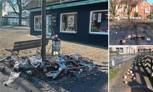 Strahlender Sonnenschein zu Neujahr – doch die vielen Hinterlassenschaften der Silvesternacht trübten den Anblick beim Spaziergang durch Bad Aibling. Foto privat