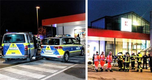 An der Kufsteiner Straße in Rosenheim musste am Montagabend ein Supermarkt geräumt werden. Fotos Reisner