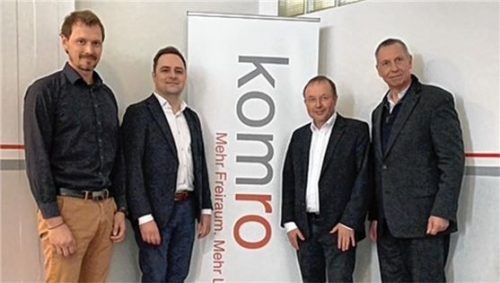 Beim Besuch in Rosenheim: (von links) Komro-Technikleiter Anton Schauer, ANGA-Geschäftsführer Philipp Müller, Komro-Geschäftsführer Gert Vorwalder sowie CarstenEngelke, Leiter Technik ANGA. Foto privat