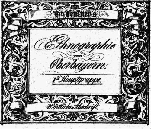 Die Abbildung zeigt ein Etikett auf der Titelseite der wörtlichen Abschriften von Lentners „Ethnographie von Oberbayern“ im Jahr 1849 zum Gebrauch bei König Maximilian II.EBES-Volksmusik