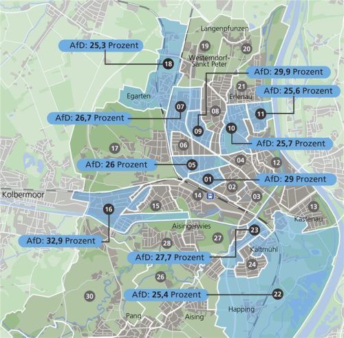 In diesen Wahlbezirken holte die AfD in Rosenheim die meisten Stimmen. Foto Verena Klinger