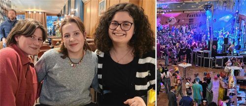 Mit den Lehrern feiern und anstoßen – kein Problem für drei junge Rosenheimerinnen. Fotos Wildauer