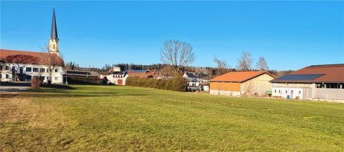 Noch wächst Gras auf der Wiese südlich der Ortschaft, wo 2027 das neue Feuerwehrhaus stehen wird.Foto emk