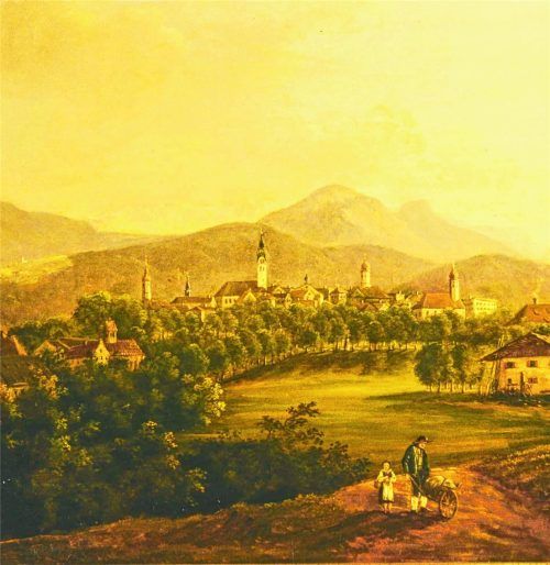 Rosenheim im Wandel der Zeit: Ein Blick von der Ebersberger Straße auf Rosenheim, ohne Datierung. Foto Stadtarchiv Rosenheim, Fotosammlung F 27522.