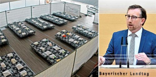 Schon im Jahr 2015 standen Feldbetten in der Turnhalle des Gymnasiums in Raubling als Notunterkunft für die Asylbewerber aus dem Kosovo. Heute dient sie als Erstaufnahmeeinrichtung. Andreas Winhart (rechts) fordert die zuständigen Politiker auf, endlich zu handeln. Foto IMAGO / dpa