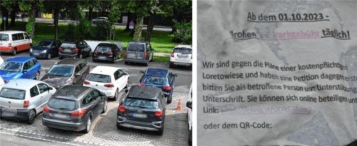 Seit 2024 ist das Parken auf der Loretowiese in Rosenheim kostenpflichtig. An der Entscheidung gab es viel Kritik, Petitionen wurden gestartet. Jetzt gibt es einen neuen Vorstoß. Foto Peter Schlecker