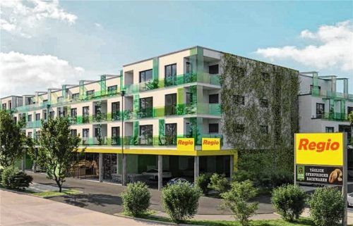 So sieht die Planung für den neuen Verbrauchermarkt mit darüberliegenden Wohnungen an der Ellmosener Straße in Bad Aibling aus. Foto Oberbayerische Hausbau GmbH