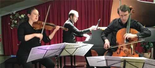 Zeigten keine Scheu vor zeitgenössischer Musik: Vilja Godiva Speidel (Violine), ihr Bruder Ukko Speidel (Cello) und Helge Aurich (Piano). Foto jaensch