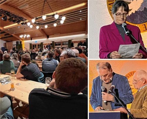 Der Verein „Ausbau A8 – Bürger setzen Grenzen“ lud kürzlich zu einem Infoabend zum Ausbau der A8 in Frasdorf ein. Neue Informationen gab es nicht. Vorsitzende Marlis Neuhierl-Huber (oben rechts) ermunterte die Bürger, sich für Gesetzesänderungen im Lärmschutz zu engagieren. Josef Stein (unten rechts) kommentierte die Planungen zum sechsstreifigen Ausbau der A8. Foto Gerlach