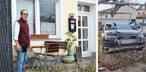 Ein Autofahrer (78) ist am vergangenen Freitag mit seinem Wagen auf der Terrasse eines Lokals gelandet, wohl weil er Gas und Bremse verwechselt hat. Wirt Bras De Nobraga-Sousa berichtet von den bangen Momenten. Fotos Schlecker/privat