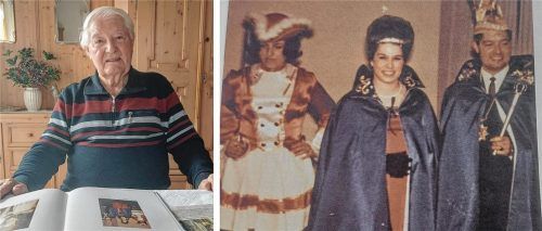 Herbert Bürger (links) schwelgt in Erinnerung: Er war der erste Prinz der Faschingsgilde Vagen. An seiner Seite regierte Heidi Schenk. Foto Collage: Beuerlein/ Faschingsgilde Vagen