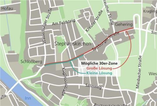 Hier könnte die mögliche Tempo-30-Zone im Stephanskirchener Ortsteil Schloßberg entstehen. Klinger