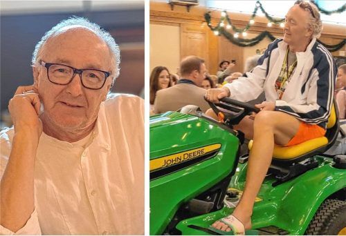 Im Jahr 2024 als Schwimmlehrer auf dem Traktor – heuer wohl als Tanz-Juror aktiv: Peter Kirmair hält die Predigt beim Starkbier-Anstich in der Auerbräu-Festhalle in Rosenheim. Fotos Weiser/Schlecker