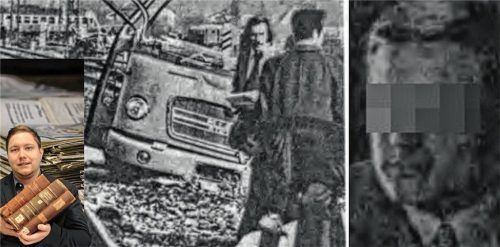 „In einem Umkreis von mehr als 200 Metern lagen Trümmer des Omnibusses verstreut“, lautet die Unterschrift dieses Bildes (links) in einem Bericht vom 8. März 1975. Der 29-jährige Johann „Hans“ S. aus Aschau (rechts) kam bei dem Unglück ums Leben. Foto OVB Media Grafik / Stadtarchiv Rosenheim (Montage)