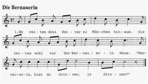 Melodie und Text um 1800 überliefert.Foto EBES-Volksmusik