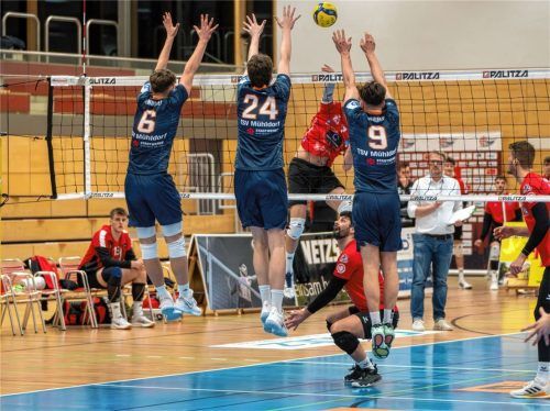Mit dem Block steht und fällt das Mühldorfer Spiel: Gegen Eltmann trat der TSV wieder viel sicherer aufs Parkett und gewann mit 3:1. Danach folgte gegen Dresden wieder ein 1:3. Jetzt sollen sechs Punkte her.Foto Matthias Hergenhan