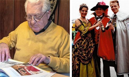 Rudi Spreitzer ist schon seit über 50 Jahren bei der Faschingsgilde. Rechts ist Spreitzer (im roten Umhang) mit dem Prinzenpaar von 1998 zu sehen. Foto Aberle/privat