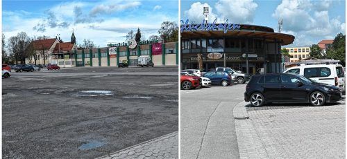 Die Anzahl der parkenden Autos auf der Loretowiese ist von Tag zu Tag unterschiedlich. Foto Montage: Marschall/Schlecker