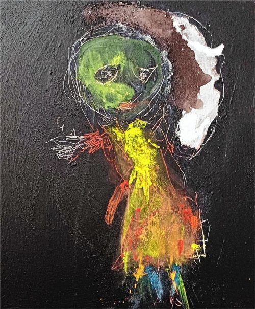 Hans Mendler: „Tanz 2“. Das kleinformatige Gemälde ist 2025 entstanden. giesen