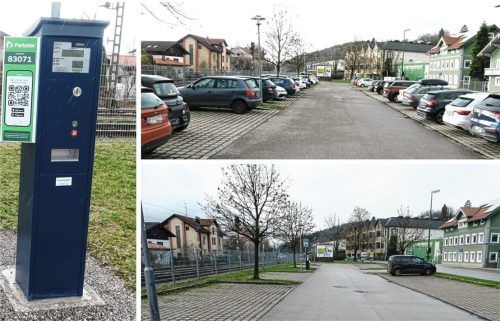 Sichtbare Auswirkungen des Parkscheinautomaten, an dem die Besucher des P+R-Parkplatzes am Bruckmühler Bahnhof seit 1. April einen Parkschein für zwei Euro ziehen müssen: Am Montag, 31. März, gegen Mittag waren nur noch wenige freie Stellplätze zu finden (oben). Am Dienstag, 1. April, gegen Mittag herrschte dort dagegen gähnende Leere (unten). Foto Baumann