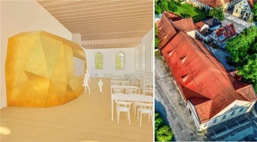 So könnte das „Goldstück“ des Integrationscafés im Haager Zehentstadel künftig aussehen. Rieger Lohmann Architekten Dorfen