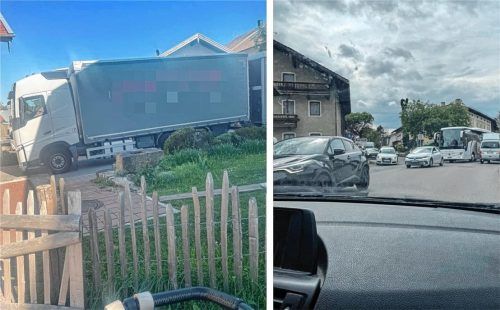Chaos in Frasdorf: Von allen Seiten kommen die Autos und Lkw und blockieren die Straßen. Foto Privat