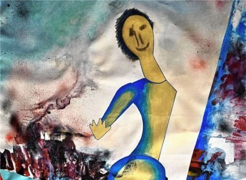 Das Bild „Durchbruch“ in Acryl-Mischtechnik auf Leinwand von Kornelia von Bomhard.Foto giesen