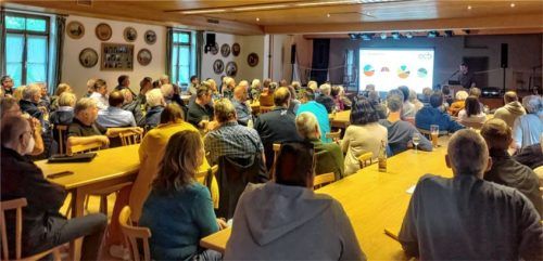 Das Schützen- und Trachtenhaus war bei der Infoveranstaltung zur kommunalen Wärmeplanung gut gefüllt. Foto re