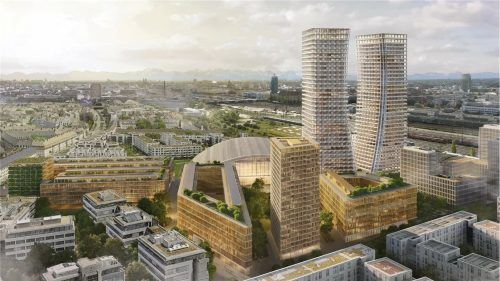 Die geplanten Wolkenkratzer auf dem alten Paketpostareal in München: Schandfleck oder dringende Notwendigkeit? Foto Herzog de Meuron+Vogt Landschaftsarchitekten