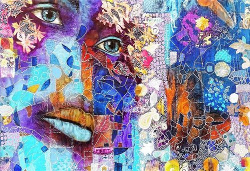 Inge Zuck: „Unter Wasser“, Mixed media auf Leinwand.Foto schönmetzler