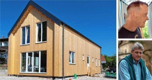 Ist dieses Haus ein Schwarzbau? Bauherr Matthias Schnurr aus Großkarolinenfeld (rechts oben) sagt nein. Landratsamt und Großkarolinenfelds Bürgermeister Bernd Fessler sind anderer Meinung. Foto Schnurr/ Fessler