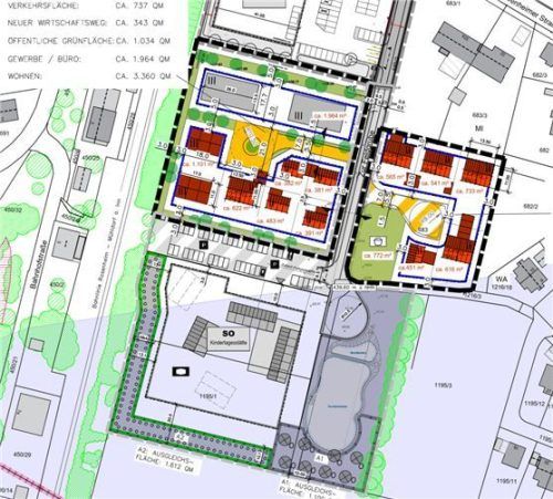 So könnte auf dem ehemaligen Sportplatzgelände in Schechen gebaut werden. Planungsbüro Heigl