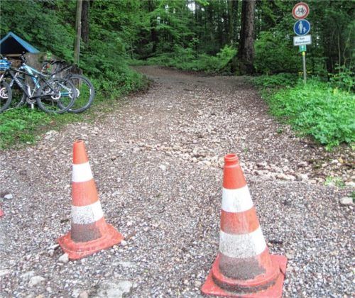 Trotz Fahrverbot wird der schmale Pilgerweg im Kirchwald regelmäßig von Radfahrern genutzt – sehr zum Ärger der Gemeinde, die bislang vergeblich nach einer wirksamen Lösung sucht.Foto Steffenhagen