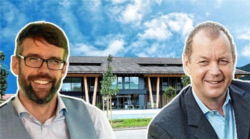 Bürgermeister Stefan Kattari (links) und Dr. Hellmut Münch liegen im Streit um das Ärztehaus in Grassau. Foto Montage OVB