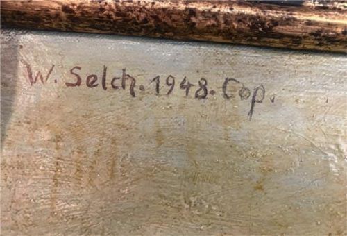 Dieser Schriftzug findet sich am linken oberen Rand des Bildes, das in Bad Aibling hängt. Foto