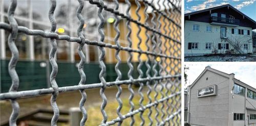 Fallen am Inntal-Gymnasium in Raubling die Schutzzäune bald wieder? Die geflüchteten Menschen, die derzeit noch in der Sporthalle leben, sollen in die ehemalige Hackethal-Klinik in Riedering und in die neue Asylunterkunft im Gewerbegebiet Stephanskirchen umziehen. Foto Gerlach/Kirchner/Schlecker