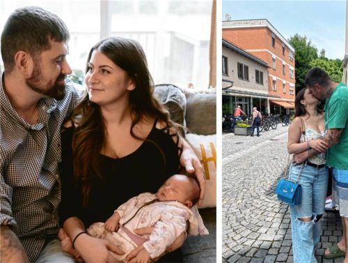 Influencerin Rebecca Brock auf Heimaturlaub in Mühldorf. Gemeinsam mit ihrem Mann Kory, mit dem sie zuletzt in Michigan (USA) lebte, zieht sie wieder in den Landkreis. Mit dabei: Baby Liana. Foto  Brock/privat