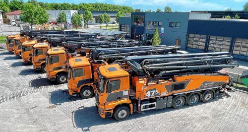 Mit einem modernen Fuhrpark von Betonpumpen kann die Firma Schmid alle Spezifikationen abdecken.