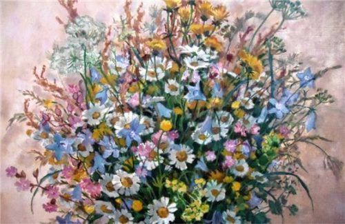 Rudolf Sieck: „Feldblumenstrauß“ (Ausschnitt), Enkaustik 1936.Foto re