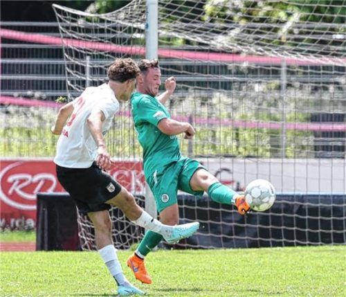 Wasserburgs Vinzenz Egger (links) traf beim 8:2-Erfolg der Löwen doppelt.Foto Christian Mühlhofer