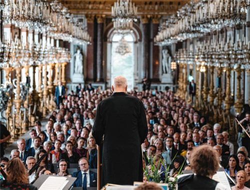 Albaniens Ministerpräsident Edi Rama bei seiner Rede im Spiegelsaal auf Schloss Herrenchiemsee.