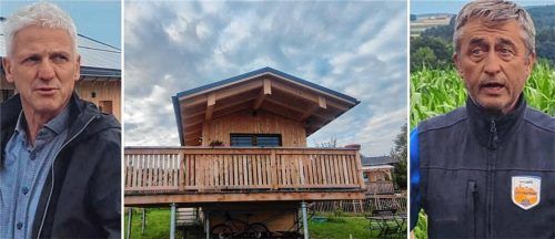 Der eine möchte es bauen, der andere muss die baulichen Voraussetzungen schaffen: Bürgermeister Thomas Schmidinger (links) hat in Bezug auf Tiny Houses, die Bauunternehmer Michael Köhldorfner (rechts) im Gemeindegebiet von Schnaitsee in die Tat umsetzen möchte, gemischte Gefühle. Foto mb (Montage)